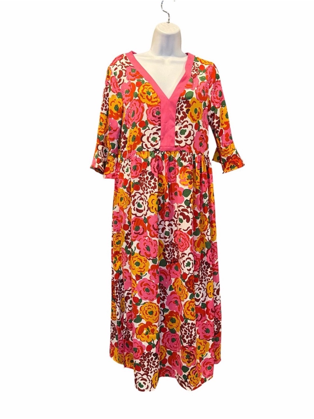 kate spade Pink and Yellow Floral Midi Dress